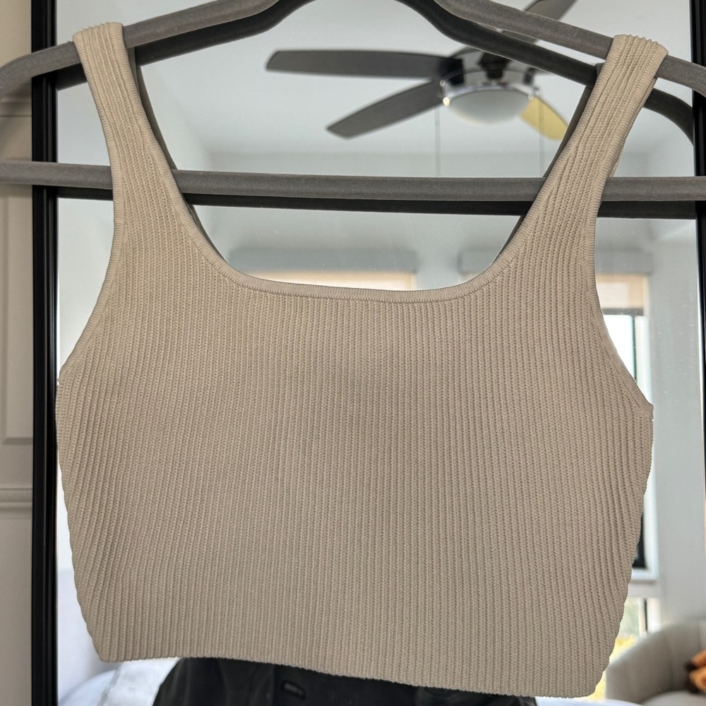 Aritzia Babaton Sculpt Knit Square Neck Cropped Top Small